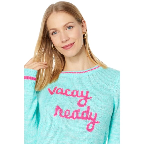 Lilly Pulitzer Rollins Sweater Surf Blue Vacay Ready Intarsia XS - Picture 3 of 3